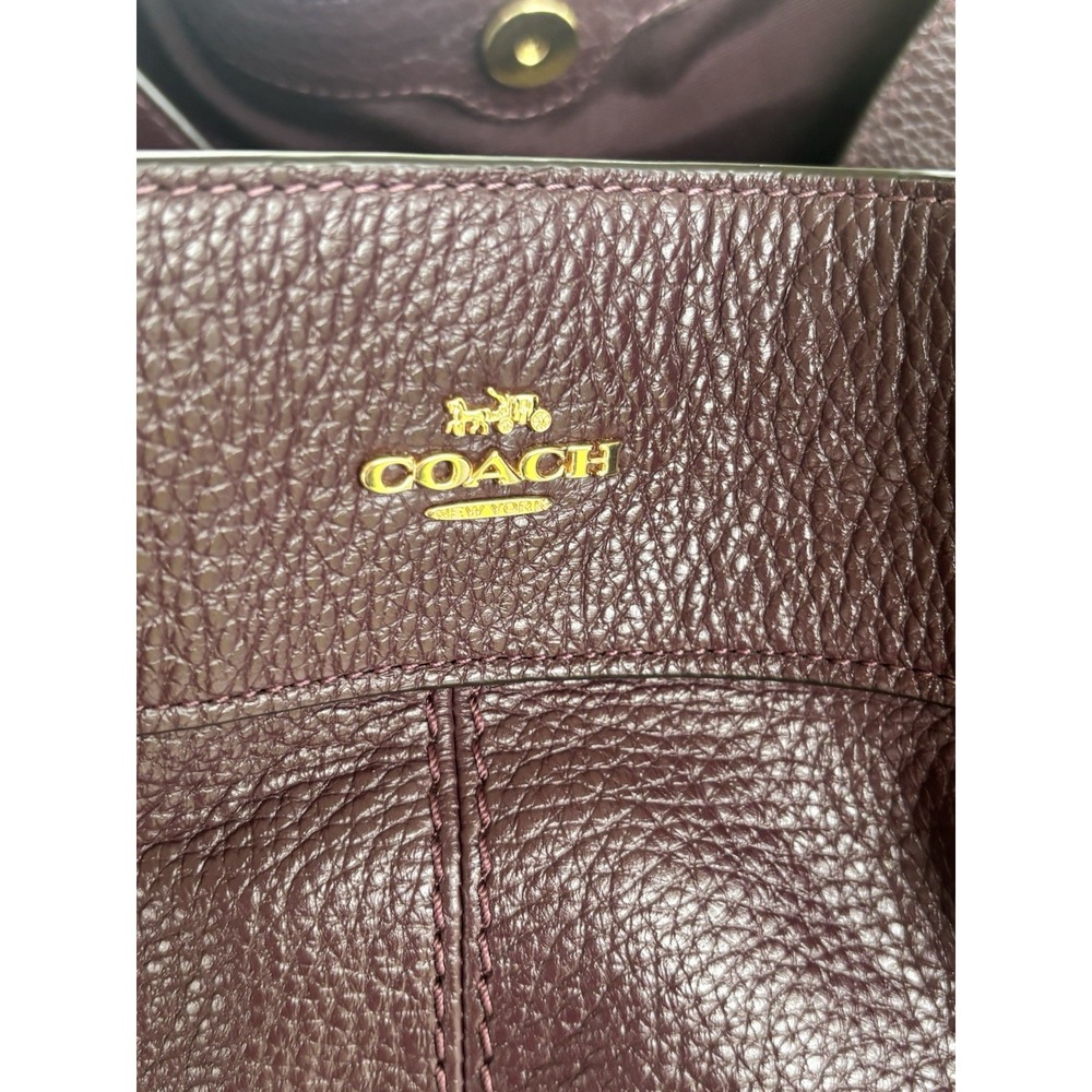 Coach Lexy Shoulder Bag Oxblood Pebbled Leather Large Hobo Tote - Picture 4 of 11